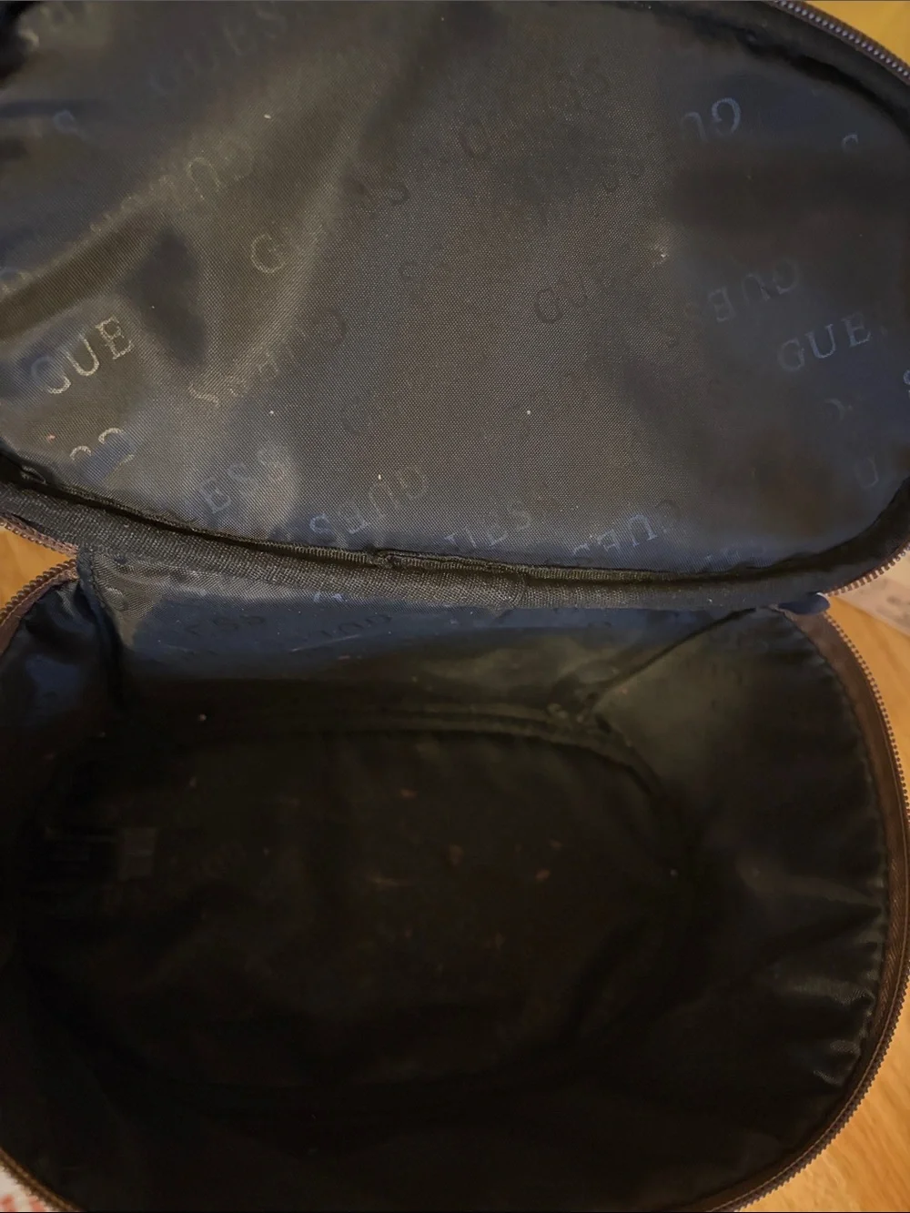 GUESS Brown & Beige Monogram Cosmetic Bag